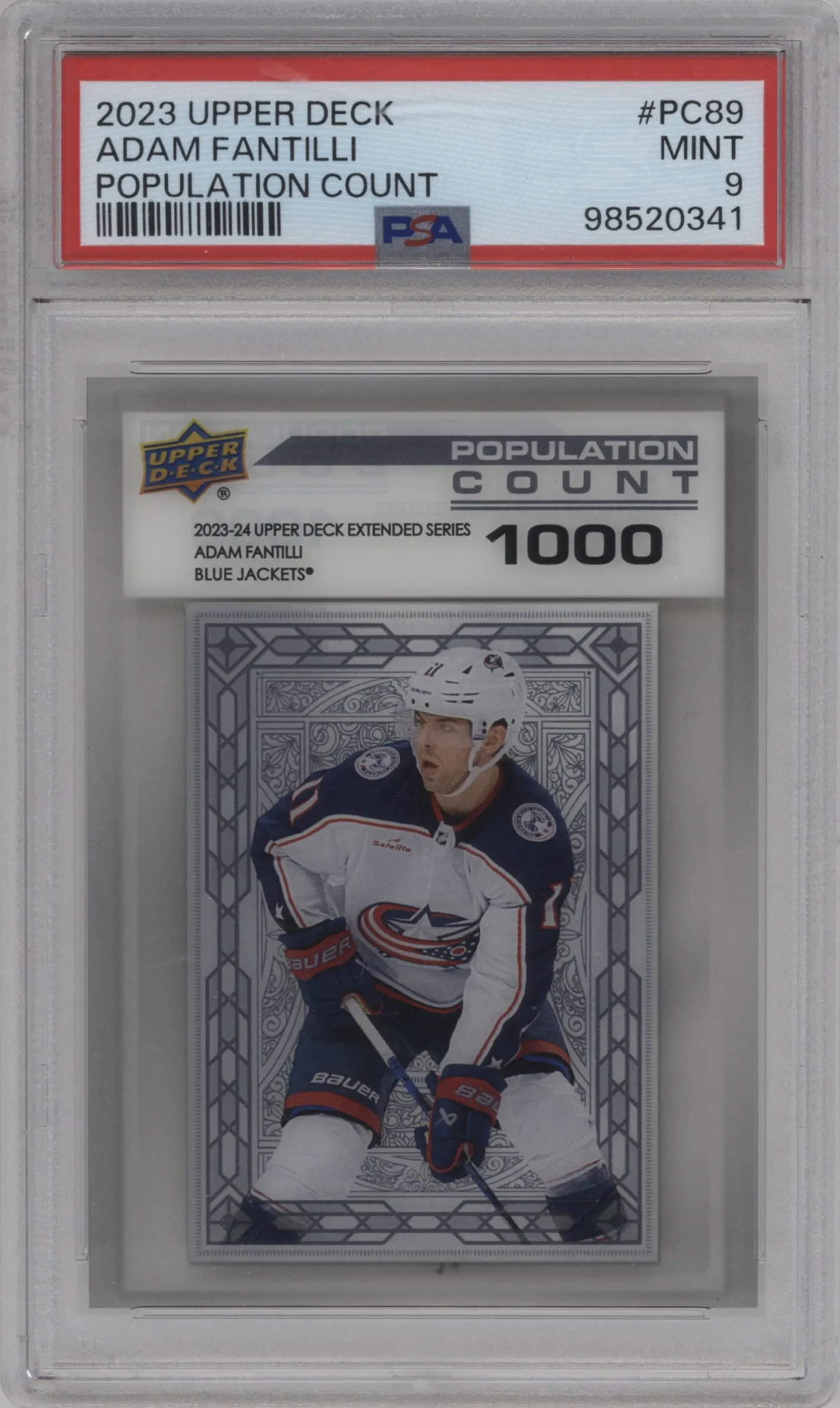 2023 Upper Deck Extended Series Population Count Adam Fantilli #PC-89 PSA 9