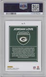 Jordan Love from the 2024 Donruss set graded by PSA and given an overall grade of 10.