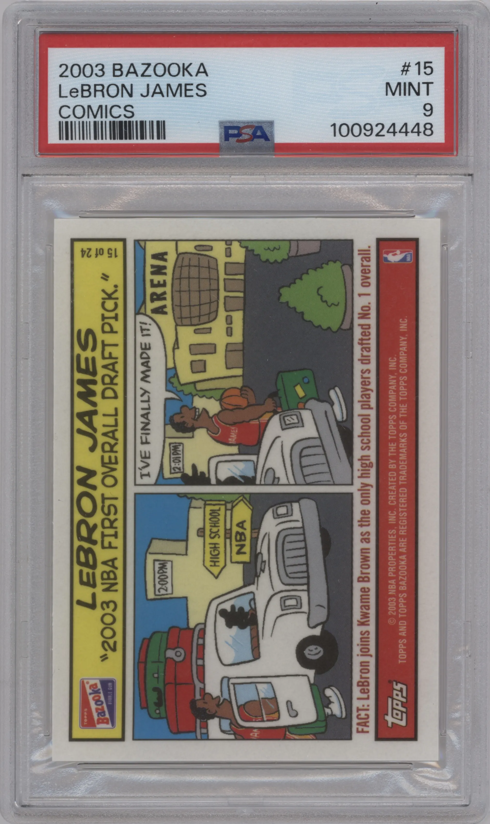 2003 Topps Bazooka Comics LeBron James PSA 9