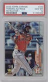 Yordan Alvarez from the 2020 Topps Chrome set featuring a Refractor  parallel graded by PSA and given an overall grade of 10.