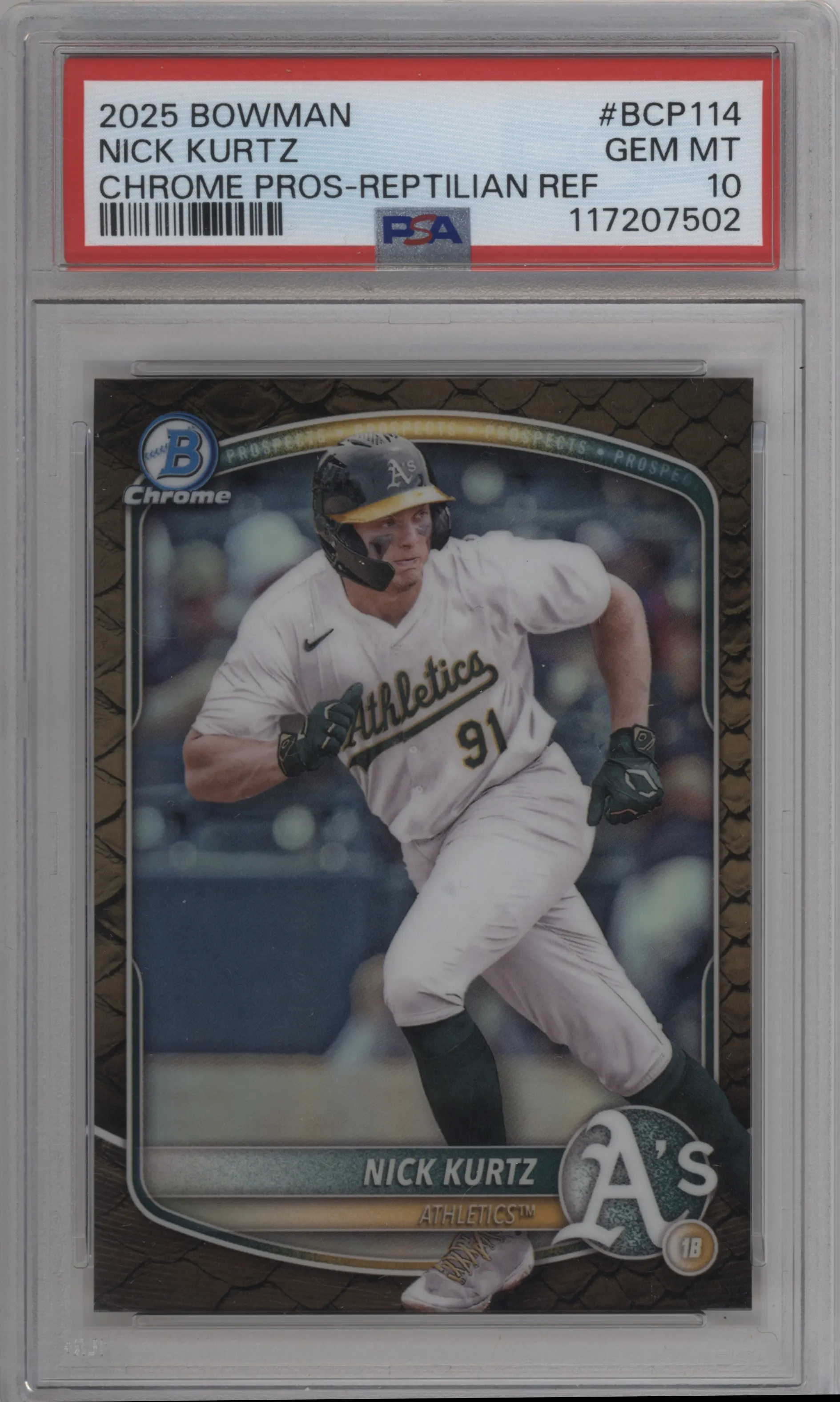 2025 Bowman Chr.Pros Nick Kurtz Reptilian Refractor PSA 10