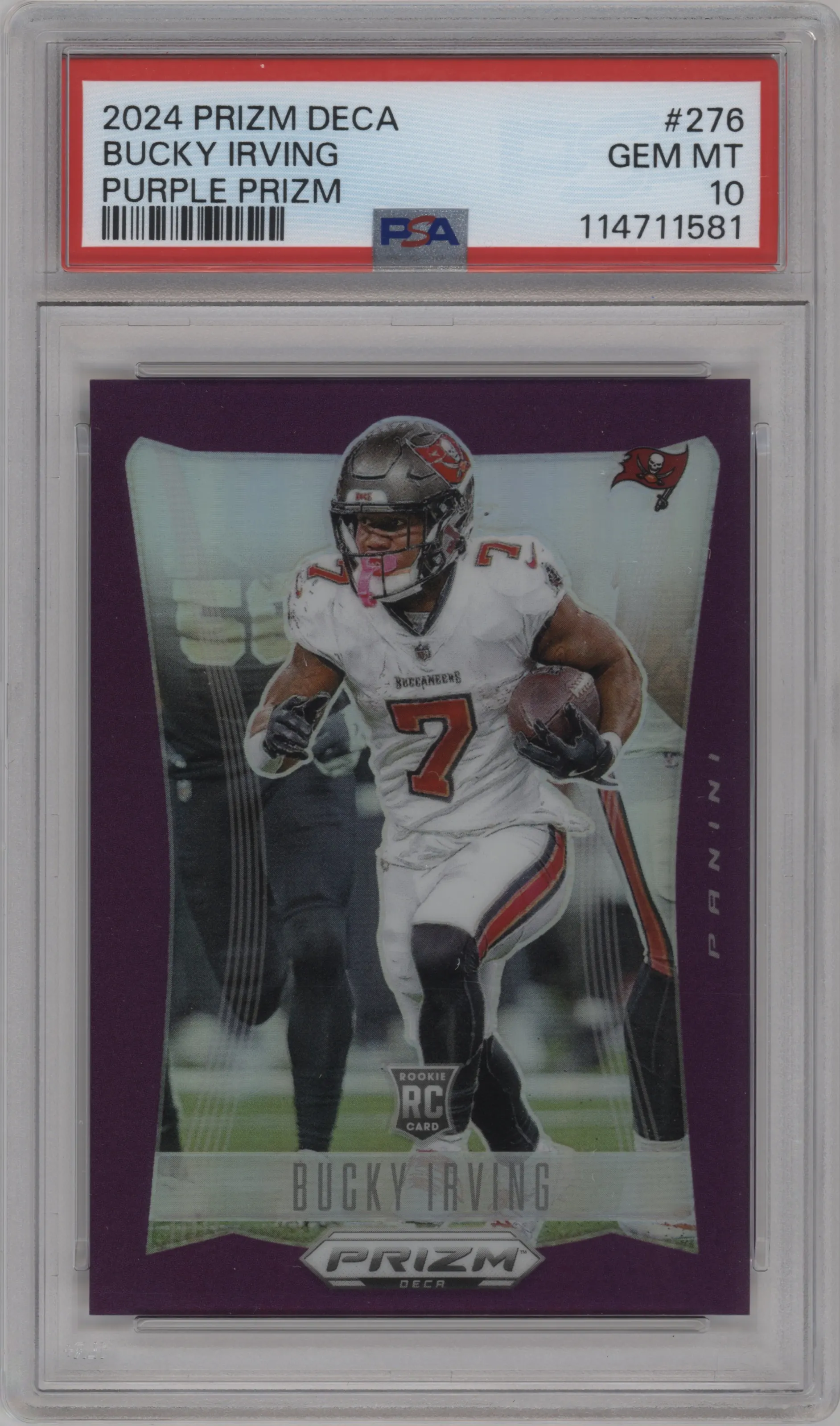 2024 Panini Prizm Deca Bucky Irving Purple PSA 10