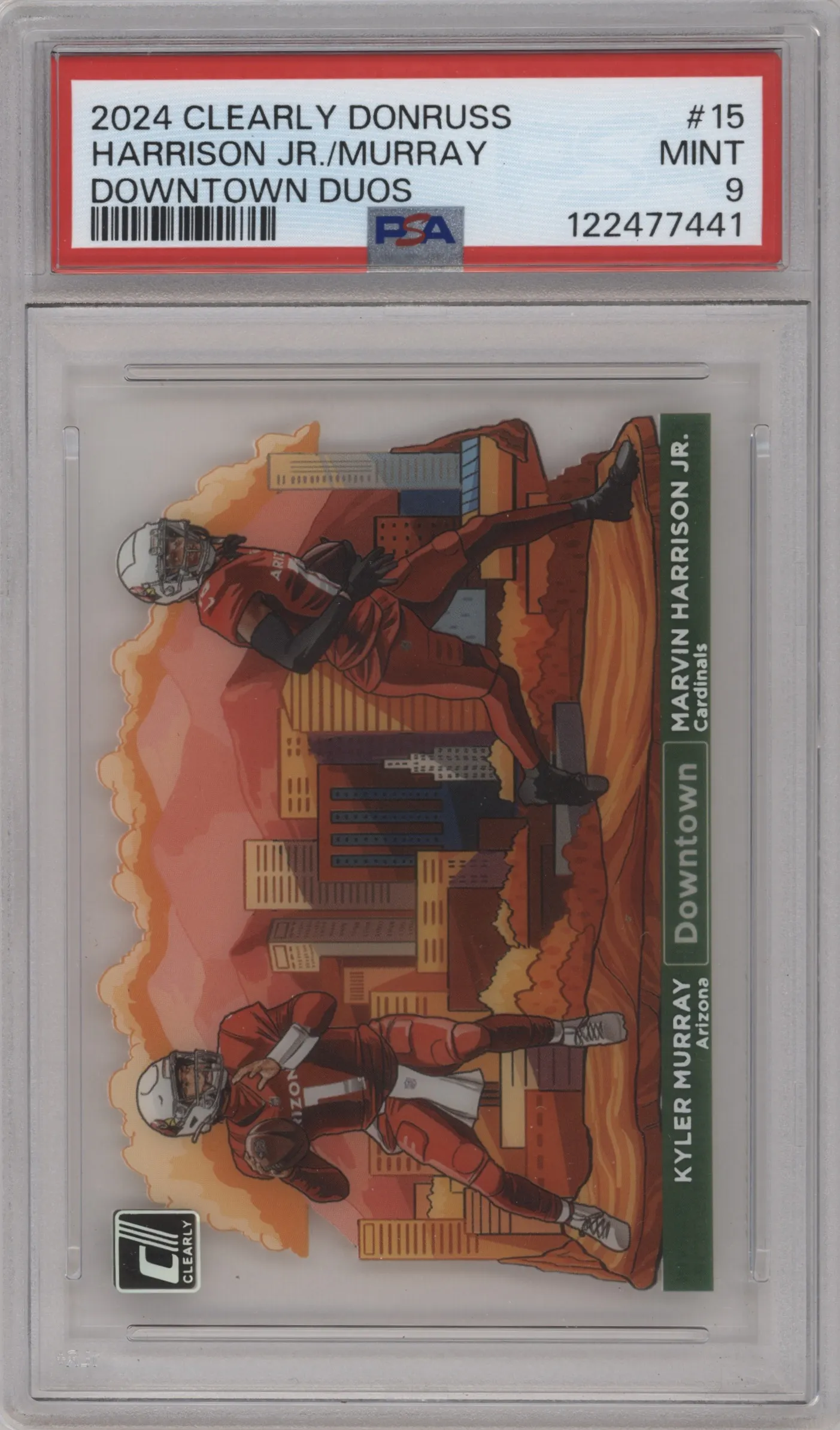 2024 Panini Clearly Donruss Downtown Duos Kyler Murray/Marvin Harrison Jr. PSA 9