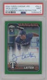 Jack Leiter from the 2024 Topps Chrome Update set featuring a Green Refractor parallel graded by PSA and given an overall grade of 9.