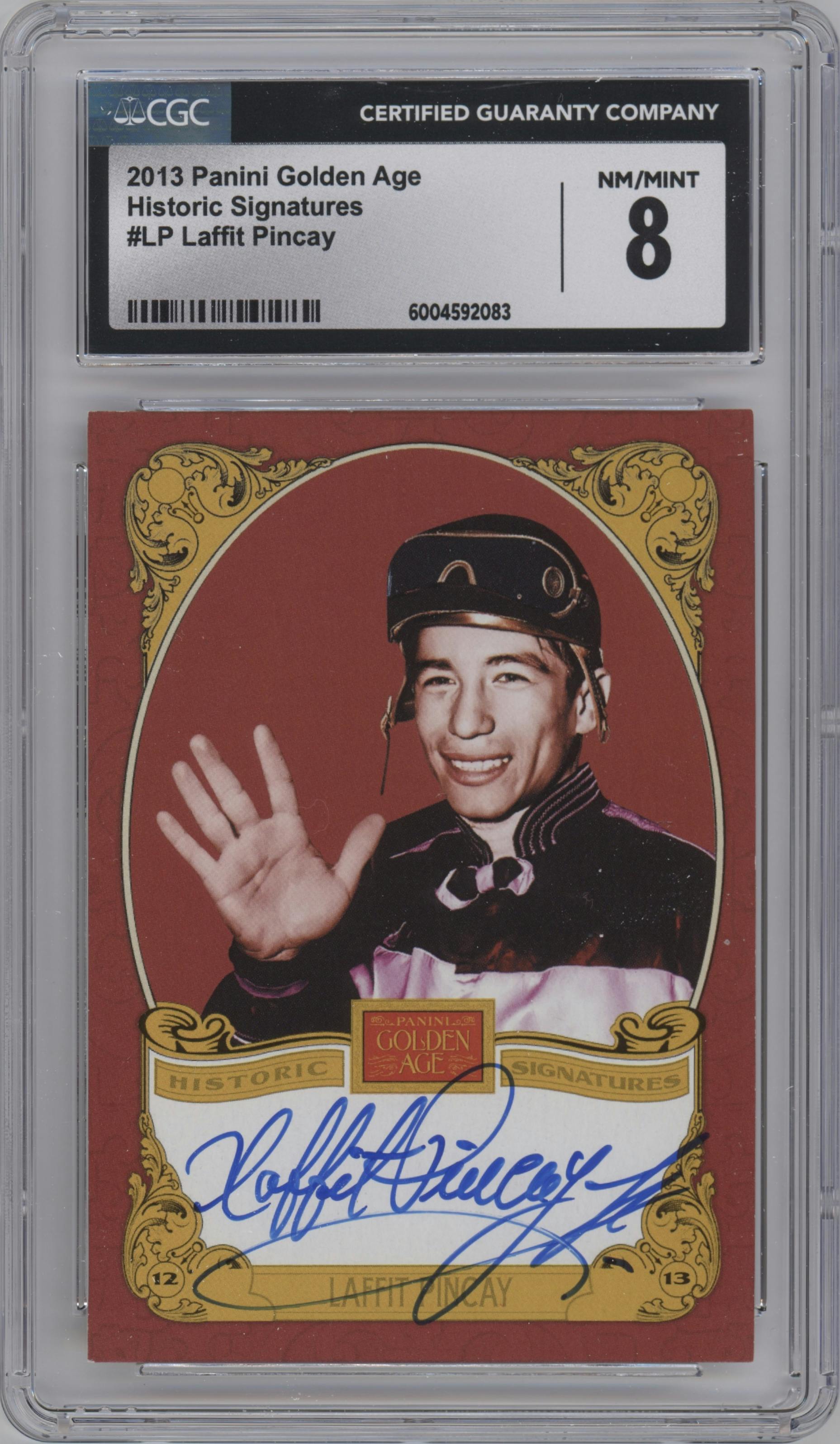 Laffit Pincay from the 2013 Panini Golden Age set graded by CSG and given an overall grade of 8.