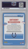 Anthony Richardson from the 2023 Donruss Optic set featuring a Holo parallel graded by PSA and given an overall grade of 10.