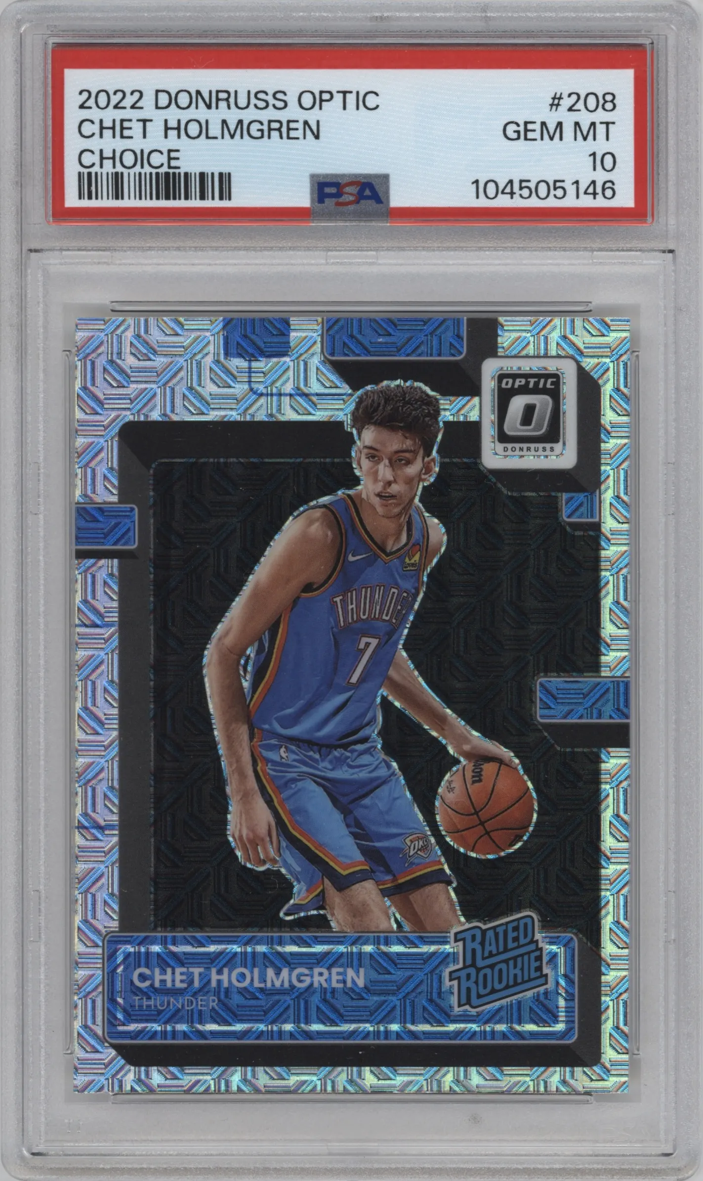 2022 Panini Donruss Optic Rated Rookie Chet Holmgren Choice PSA 10
