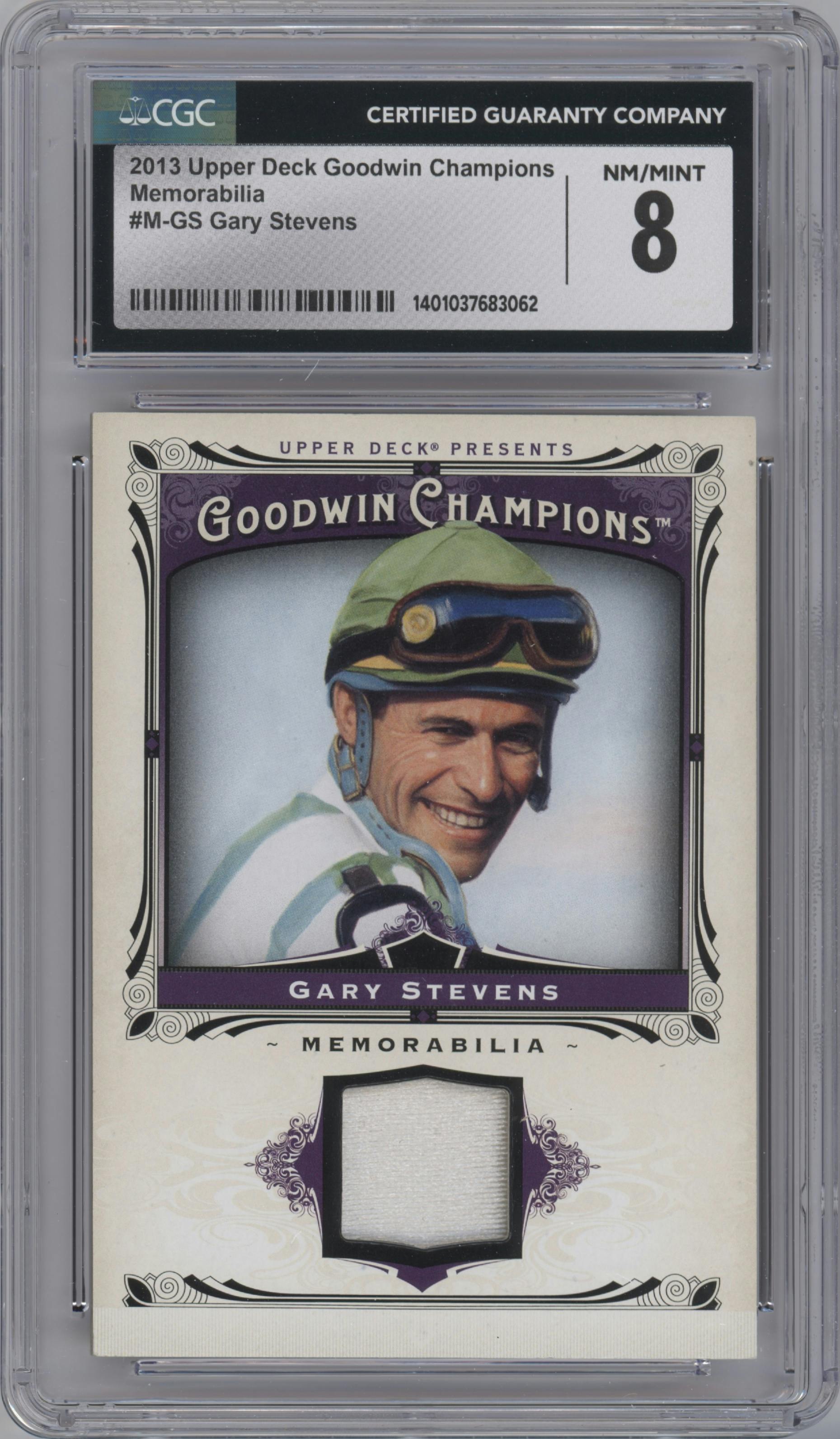 Gary Stevens from the 2013 Upper Deck Goodwin Champions set graded by CSG and given an overall grade of 8.