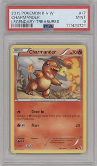 Charmander from the 2013 Pokemon B&W set graded by PSA and given an overall grade of 9.