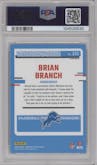 Brian Branch from the 2023 Donruss Optic set featuring a Holo parallel graded by PSA and given an overall grade of 10.