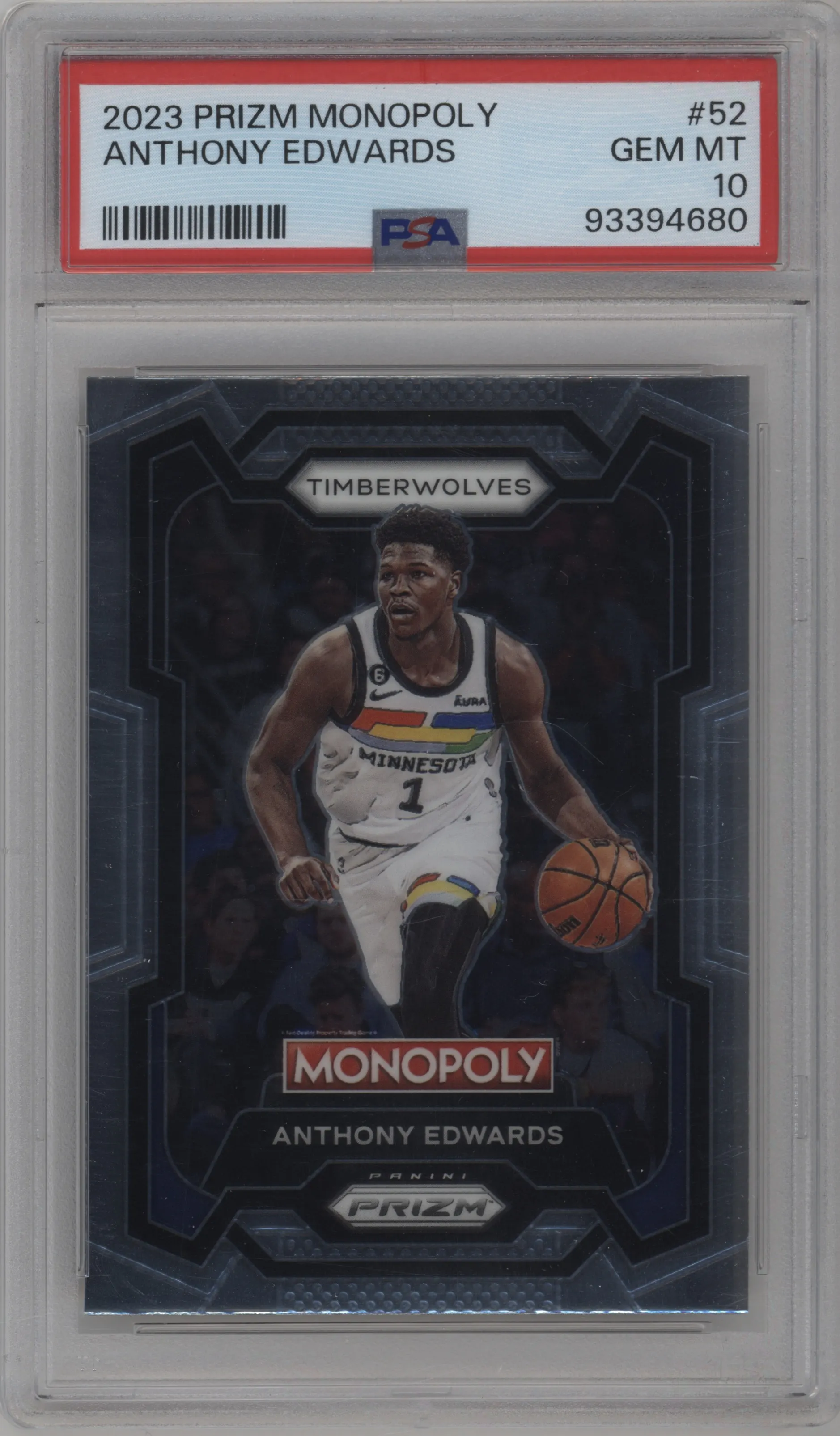 2023 Panini Prizm Monopoly Anthony Edwards PSA 10