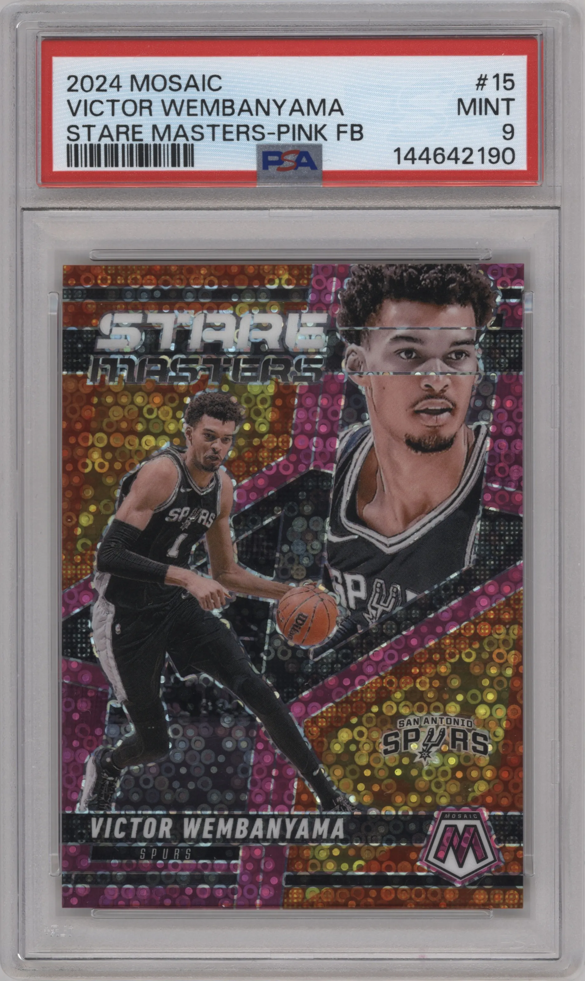 2024 Panini Mosaic Stare Masters Victor Wembanyama Fast Break Pink #15 PSA 9