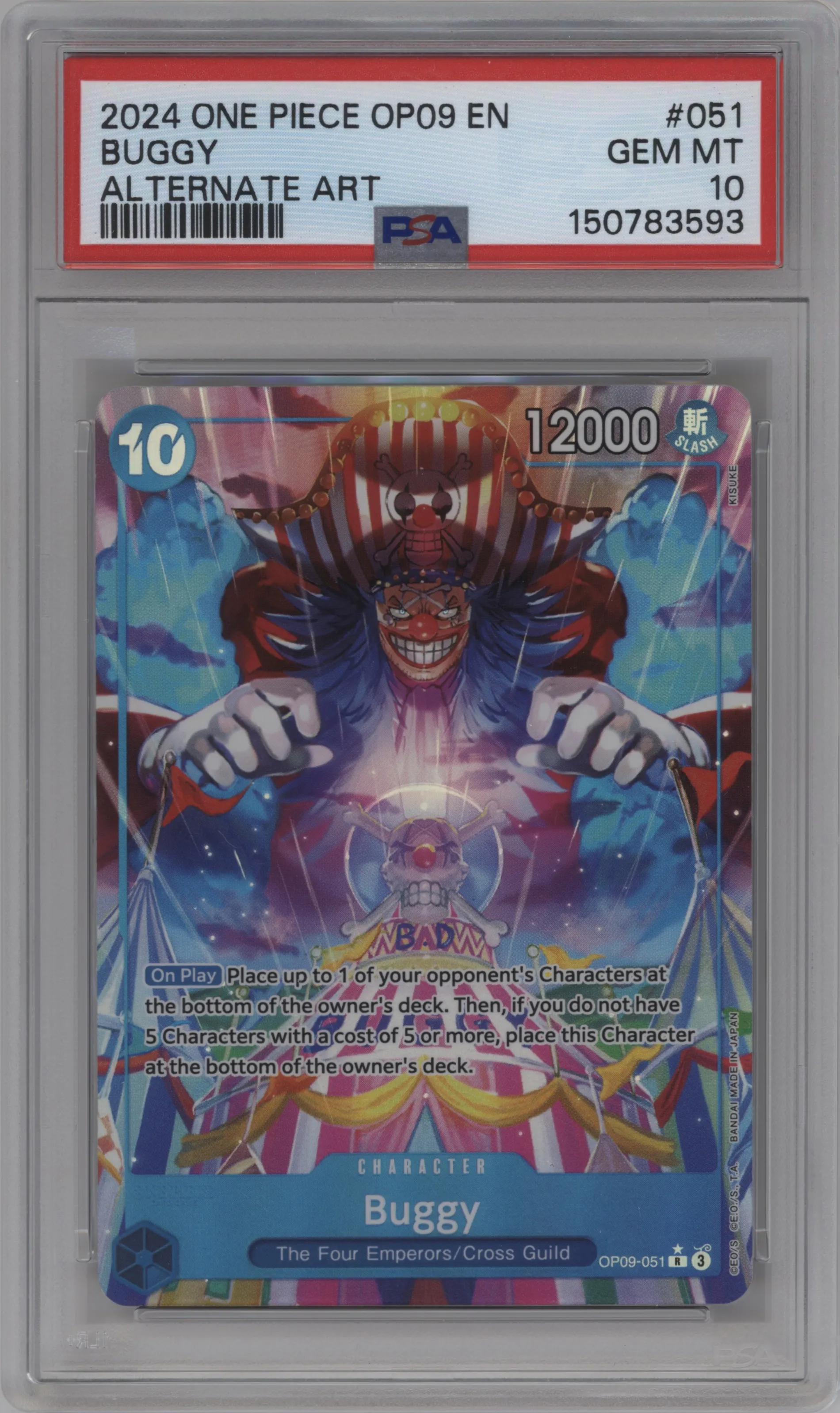 2024 One Piece Emperors in the New World Buggy Alternate Art PSA 10