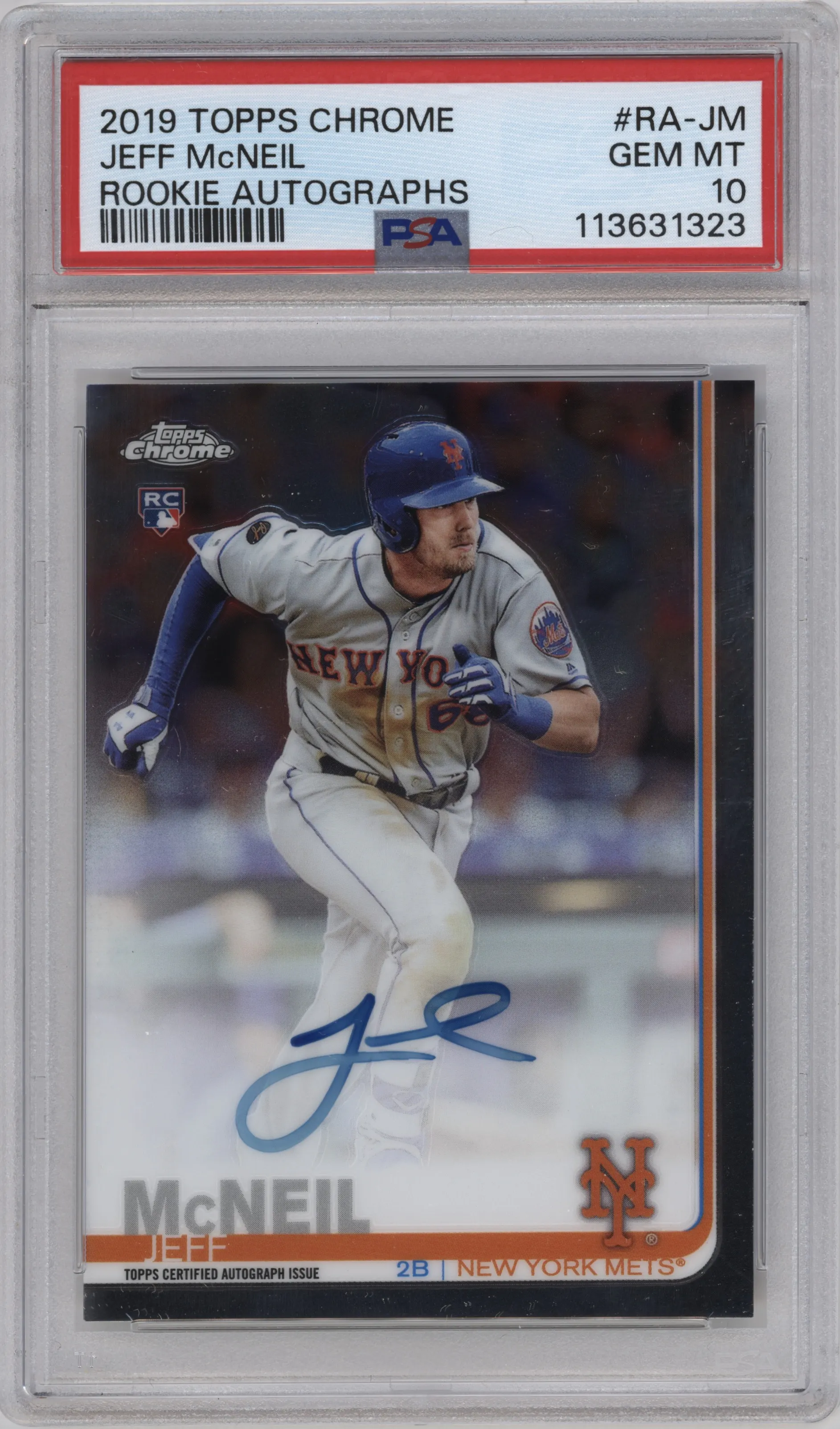 2019 Topps Chrome Rke.Auto Jeff McNeil #RA-JM PSA 10