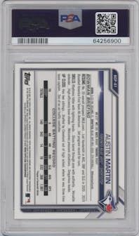 Austin Martin from the 2021 Bowman Sapphire Edition set graded by PSA and given an overall grade of 10.