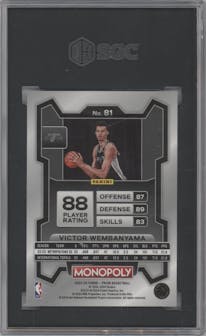 Victor Wembanyama from the 2023-24 Panini Prizm Monopoly set graded by SGC and given an overall grade of 10.