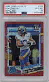 Puka Nacua from the 2023 Donruss Optic set featuring a Red Mojo  parallel graded by PSA and given an overall grade of 10.