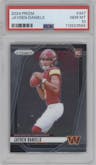 Jayden Daniels from the 2024 Panini Prizm set graded by PSA and given an overall grade of 10.