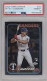 Wyatt Langford from the 2024 Topps Chrome set graded by PSA and given an overall grade of 10.