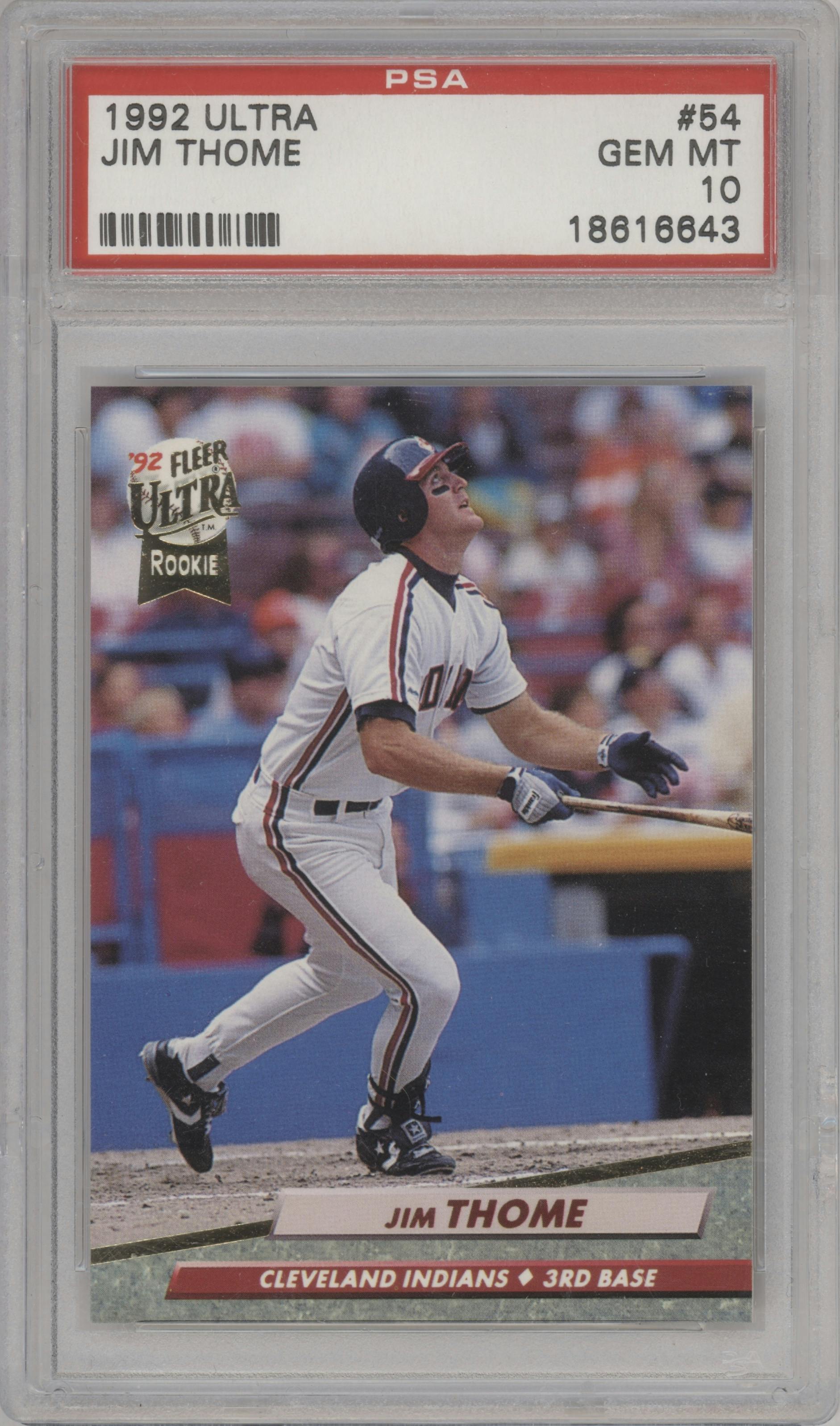 Jim Thome from the 1992 Fleer Ultra set graded by PSA and given an overall grade of 10.
