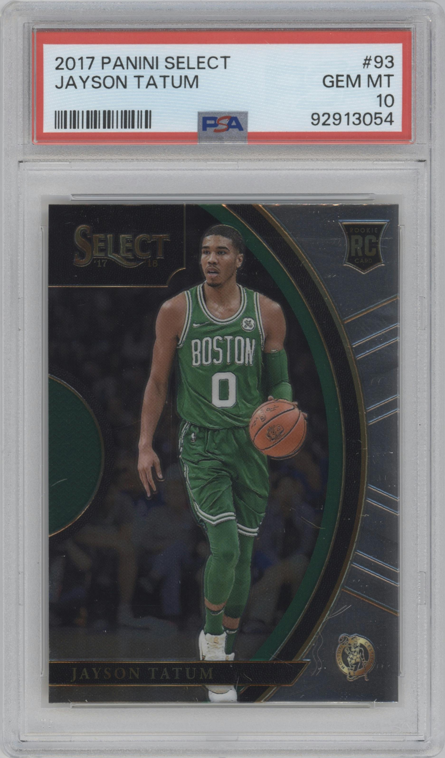 Jayson Tatum from the 2017-18 Panini Select set graded by PSA and given an overall grade of 10.