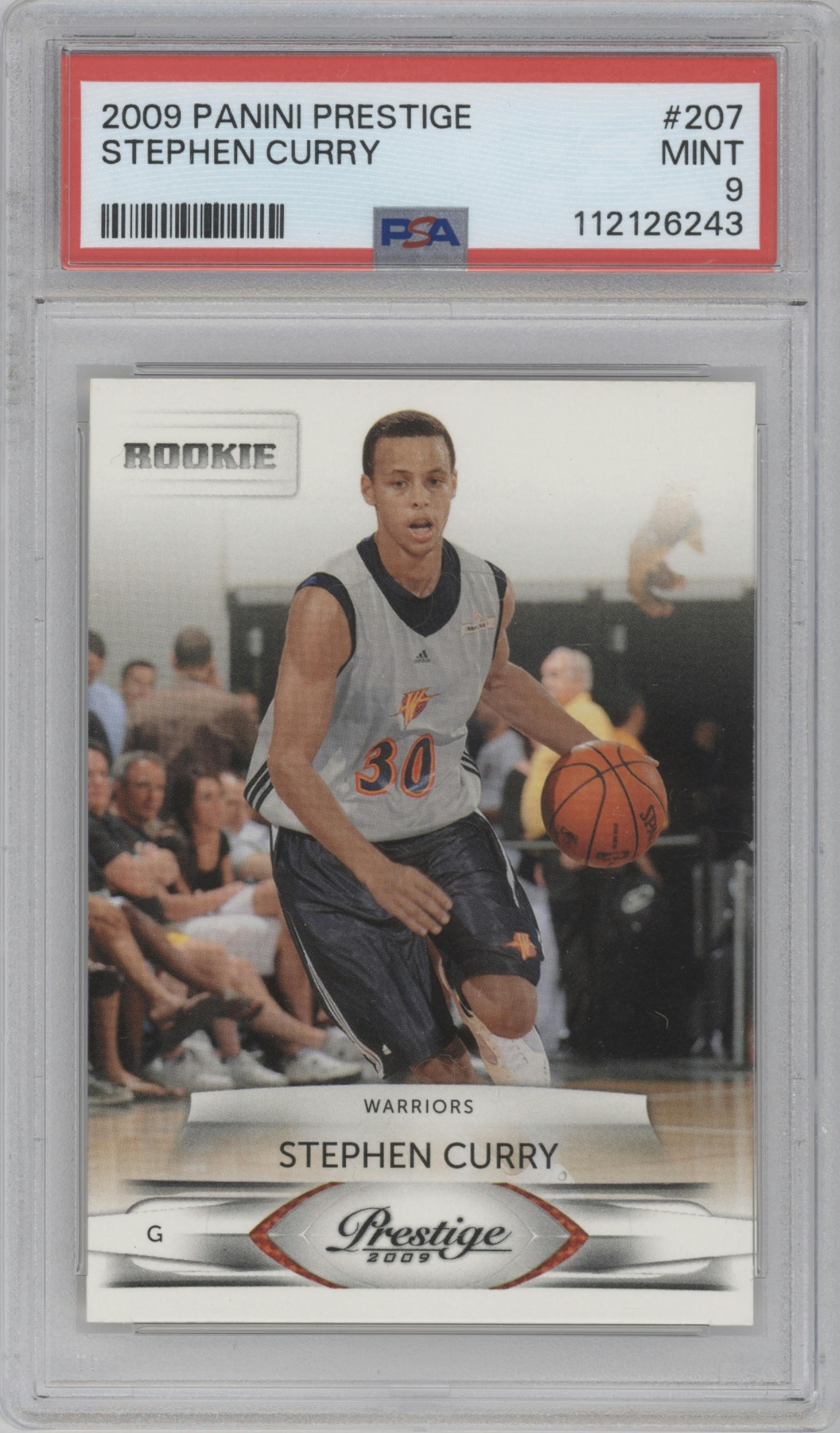 Stephen Curry from the 2009-10 Panini Prestige set graded by PSA and given an overall grade of 9.