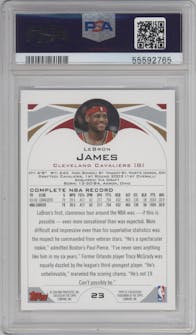 LeBron James from the 2004-05 Topps set graded by PSA and given an overall grade of 10.