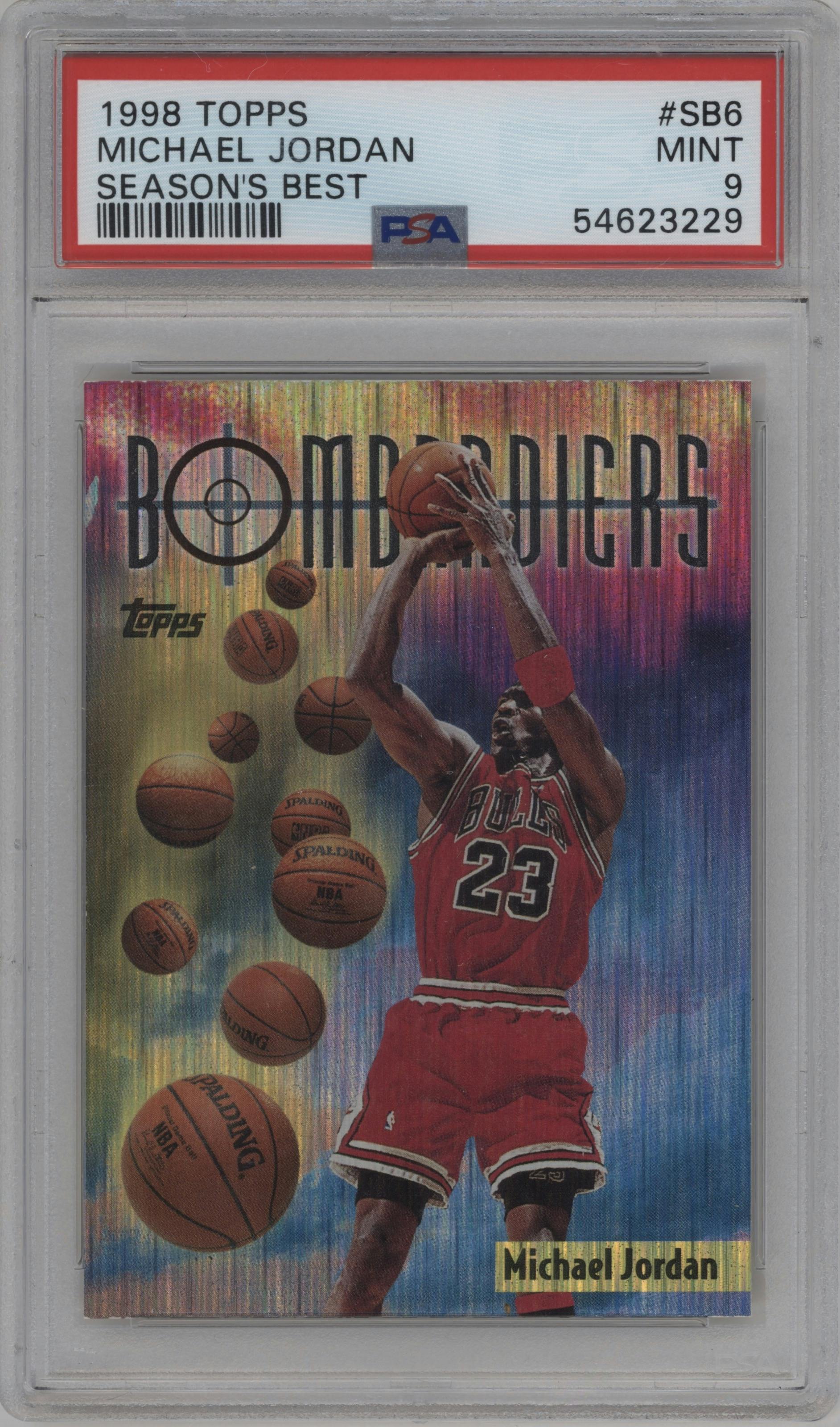 Michael Jordan from the 1998-99 Topps set graded by PSA and given an overall grade of 9.
