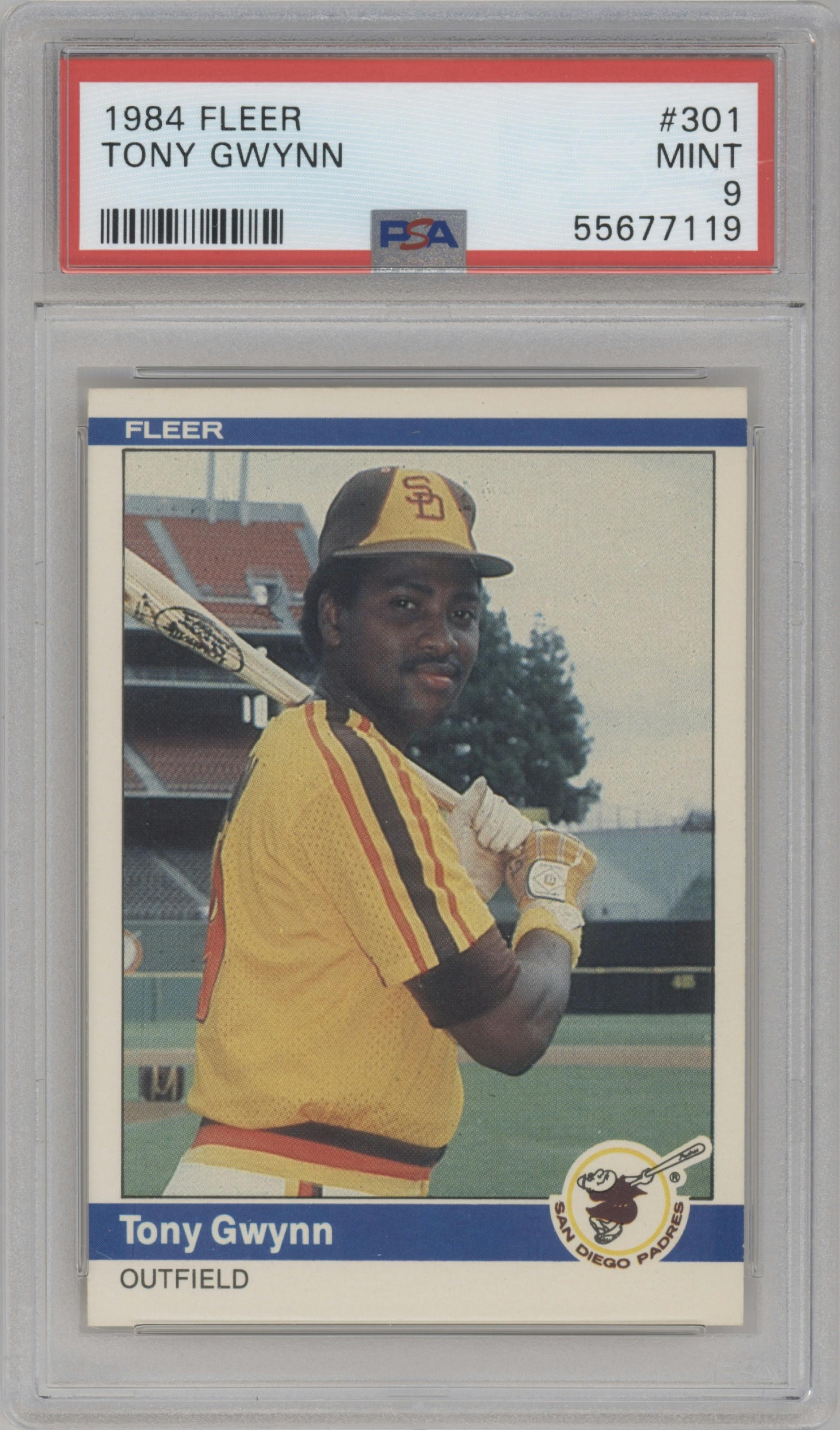 Tony Gwynn from the 1984 Fleer set graded by PSA and given an overall grade of 9.