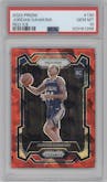 Jordan Hawkins from the 2023-24 Panini Prizm set featuring a Red Ice parallel graded by PSA and given an overall grade of 10.