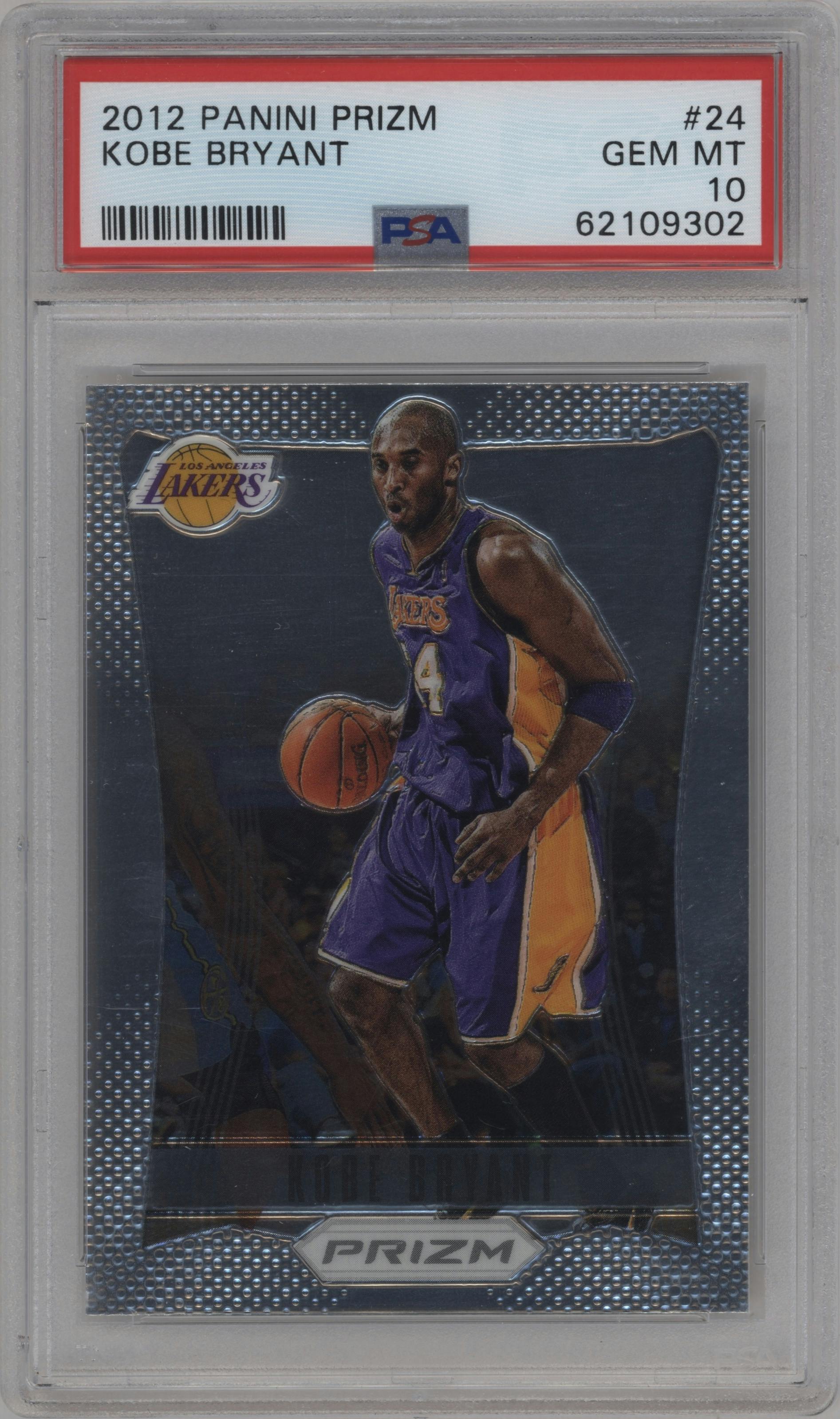 Kobe Bryant from the 2012-13 Panini Prizm set graded by PSA and given an overall grade of 10.