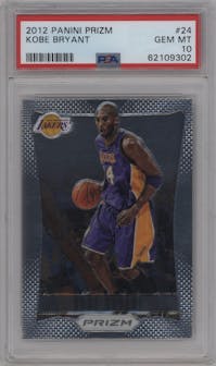 Kobe Bryant from the 2012-13 Panini Prizm set graded by PSA and given an overall grade of 10.