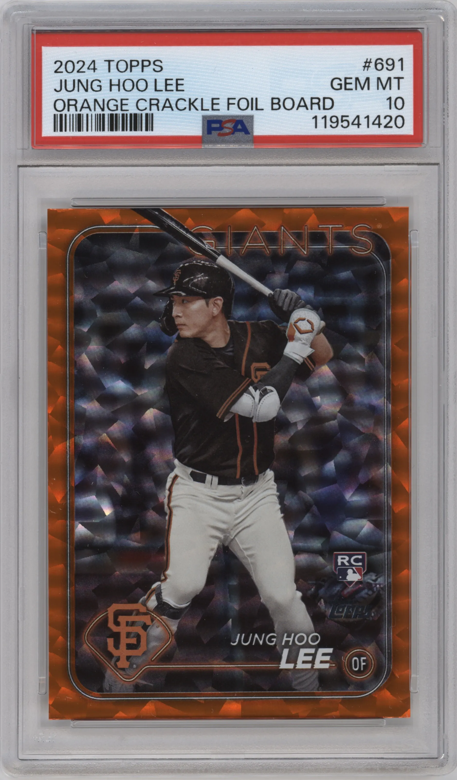 2024 Topps Series 2 Silver Pack Jung Hoo Lee Orange Crackle Foil PSA 10