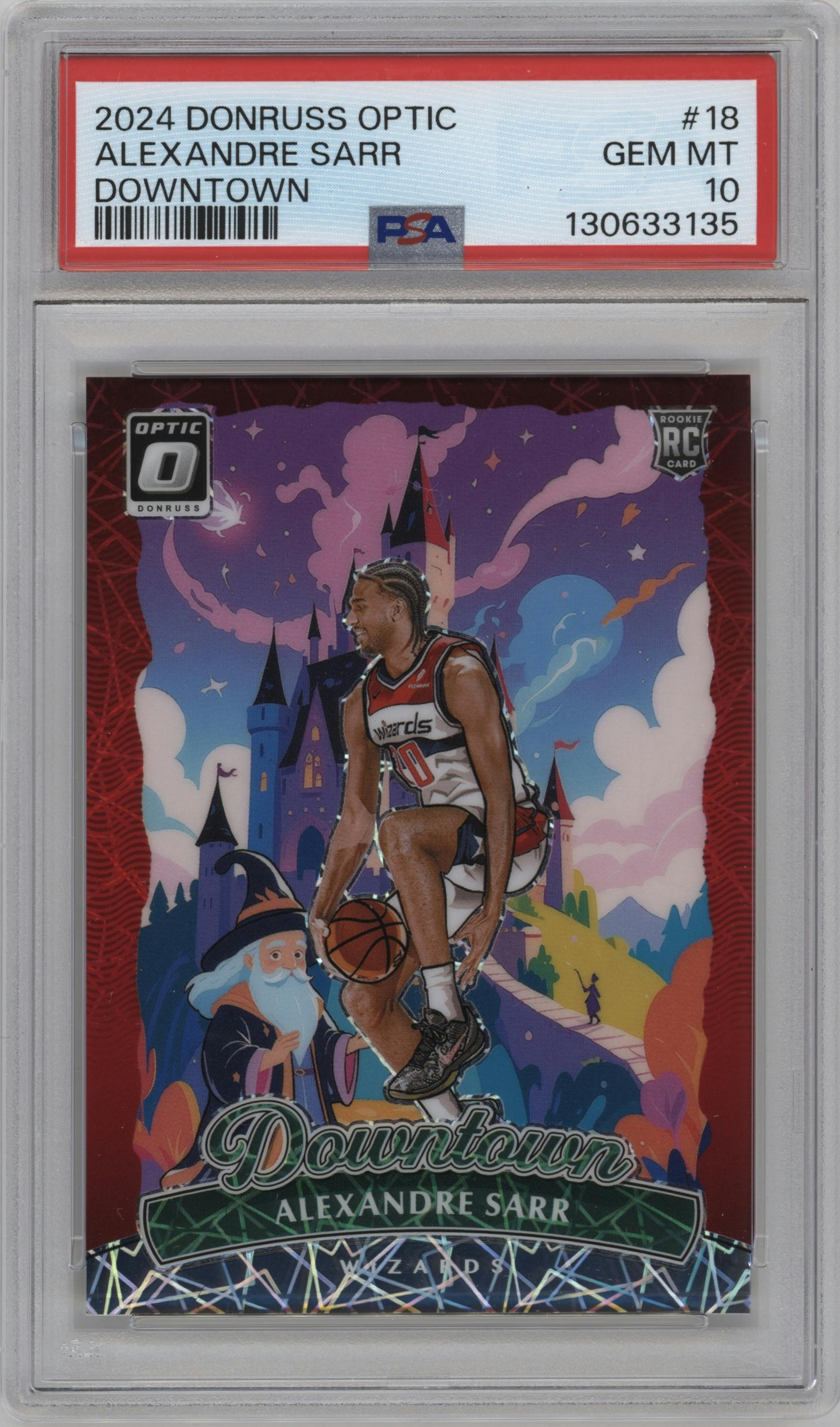 Alexandre Sarr from the 2024-25 Donruss Optic set graded by PSA and given an overall grade of 10.