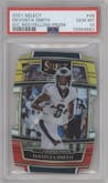 DeVonta Smith from the 2021 Panini Select set featuring a Die-Cut Red/Yellow parallel graded by PSA and given an overall grade of 10.