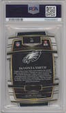 DeVonta Smith from the 2021 Panini Select set featuring a Die-Cut Red/Yellow parallel graded by PSA and given an overall grade of 10.