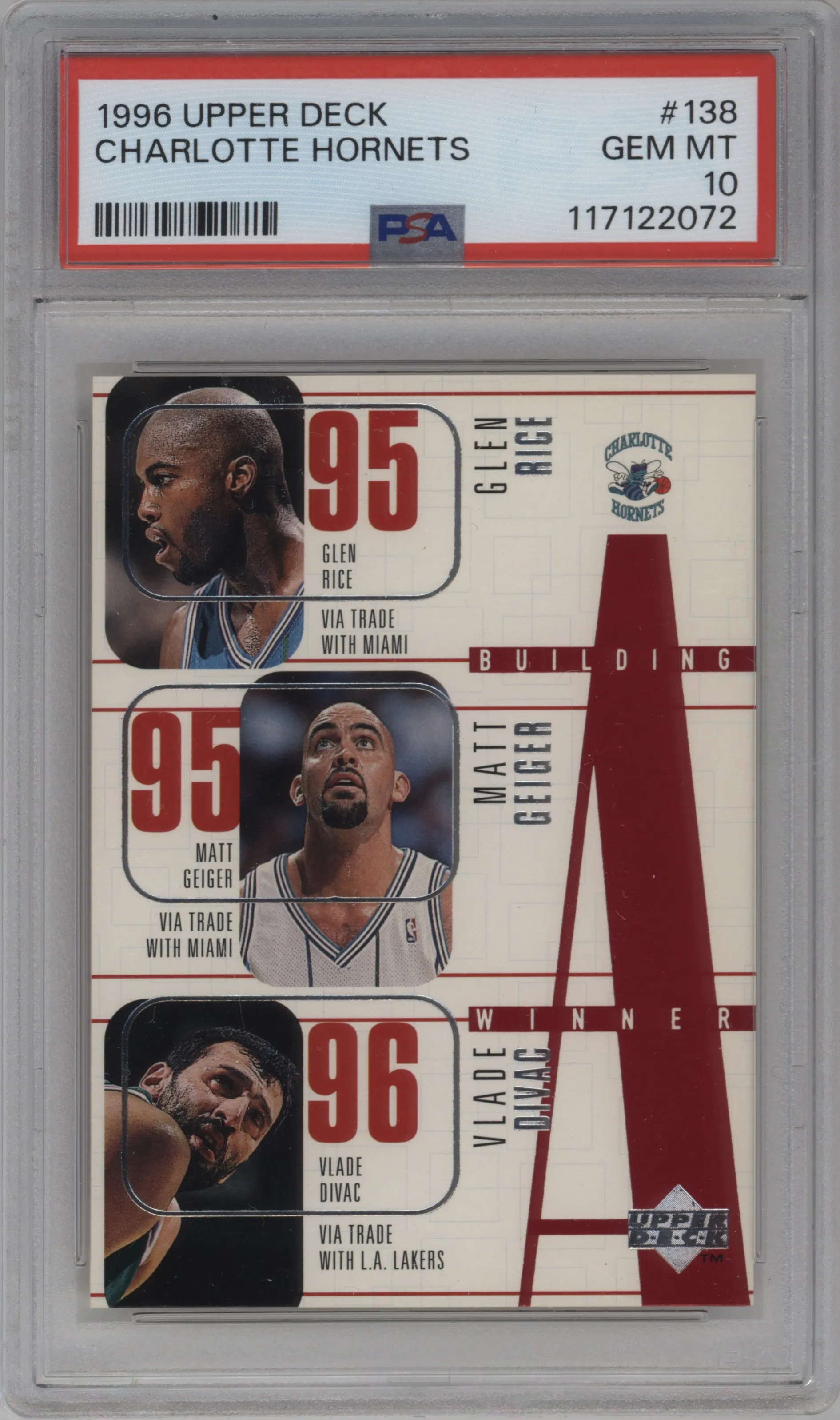 1996 Upper Deck Glen Rice/Matt Geiger/Vlade Divac/Scott Burrell/George Zidek PSA 10