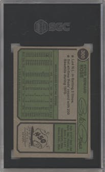 Pete Rose from the 1974 Topps set graded by SGC and given an overall grade of 6.