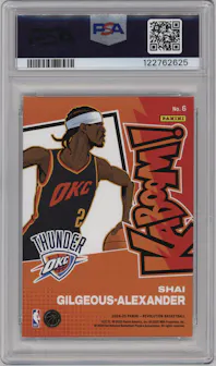 Shai Gilgeous-Alexander from the 2024-25 Panini Revolution set graded by PSA and given an overall grade of 9.