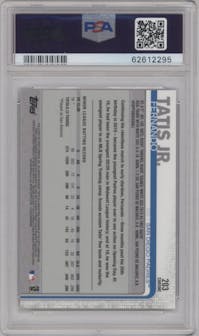 Fernando Tatis Jr. from the 2019 Topps Chrome set graded by PSA and given an overall grade of 10.