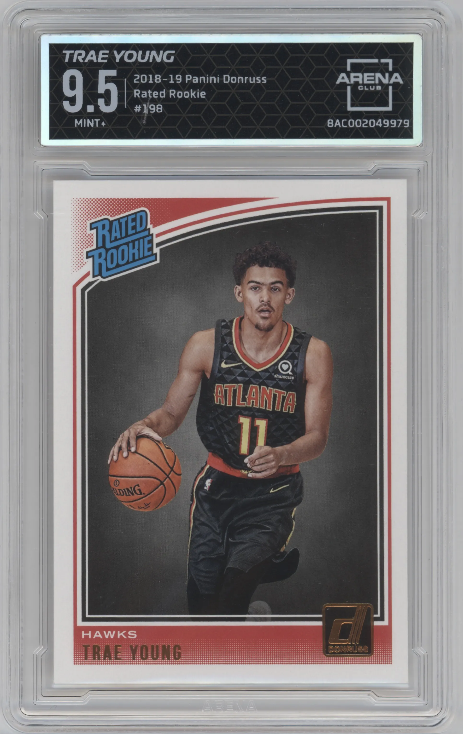 2018 Panini Donruss Rated Rookie Trae Young ARENA CLUB 9.5