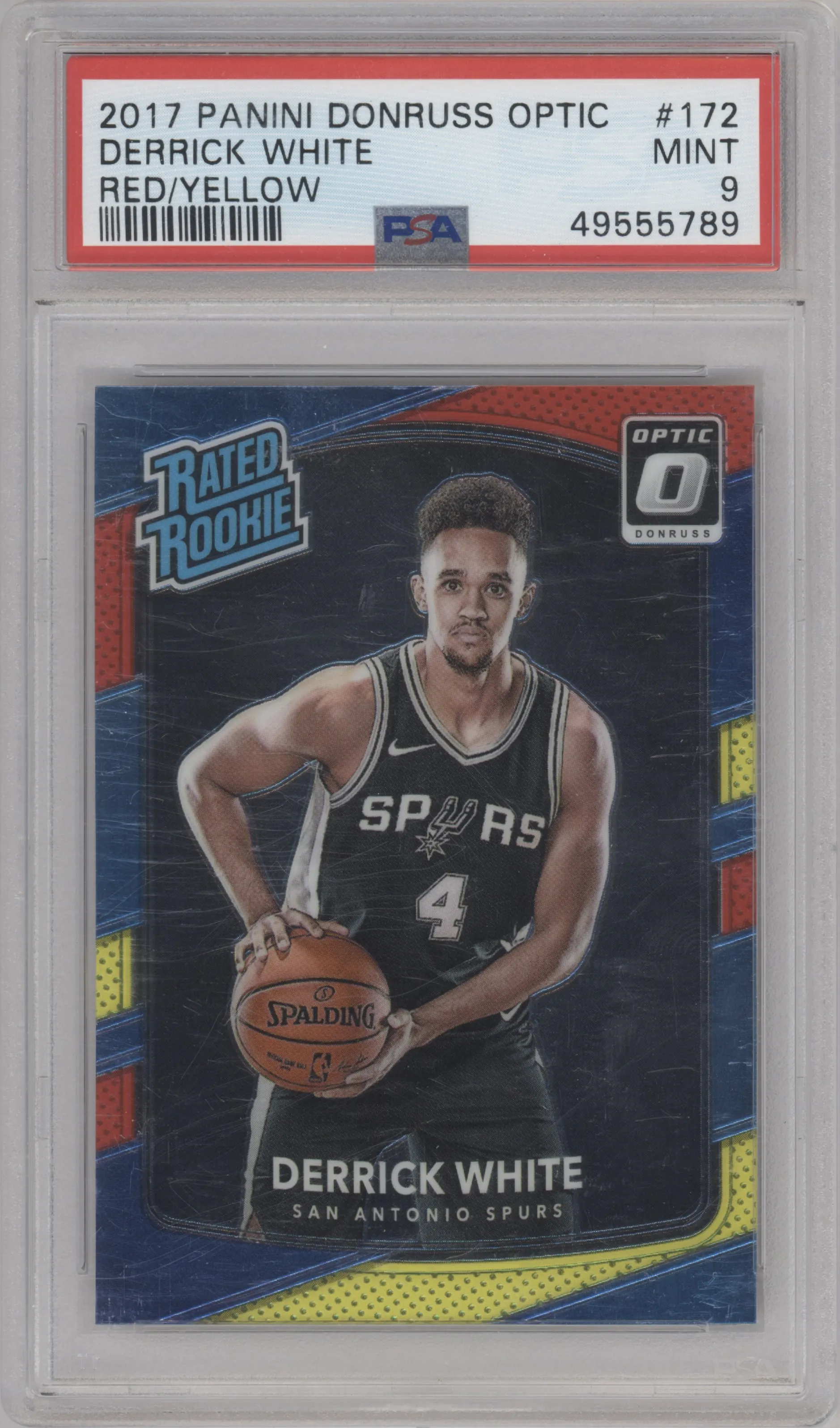 2017 Panini Donruss Optic Rated Rookie Derrick White Red/Yellow PSA 9