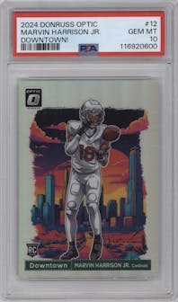 Marvin Harrison Jr. from the 2024 Donruss Optic set graded by PSA and given an overall grade of 10.