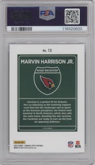 Marvin Harrison Jr. from the 2024 Donruss Optic set graded by PSA and given an overall grade of 10.