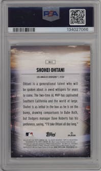 Shohei Ohtani from the 2025 Topps set graded by PSA and given an overall grade of 9.