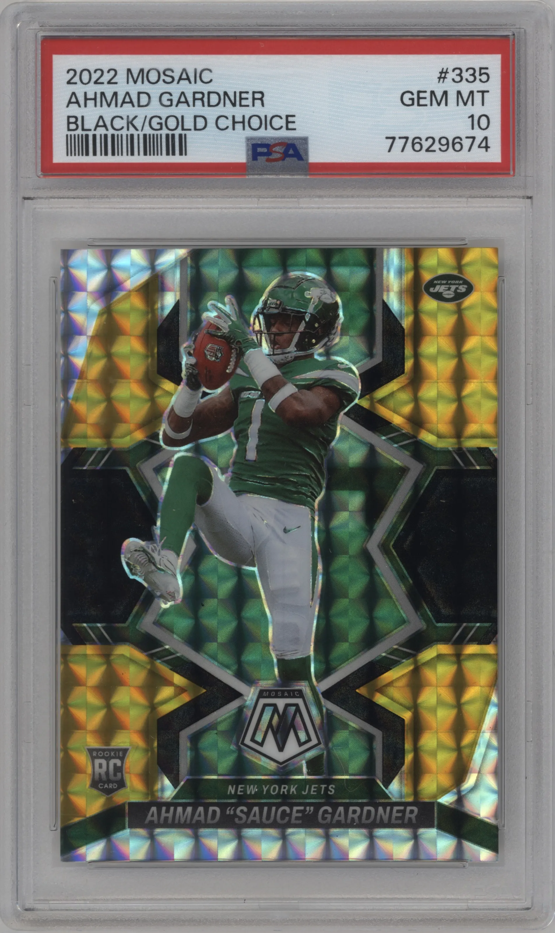 2022 Panini Mosaic Ahmad "Sauce" Gardner Choice Black Gold PSA 10