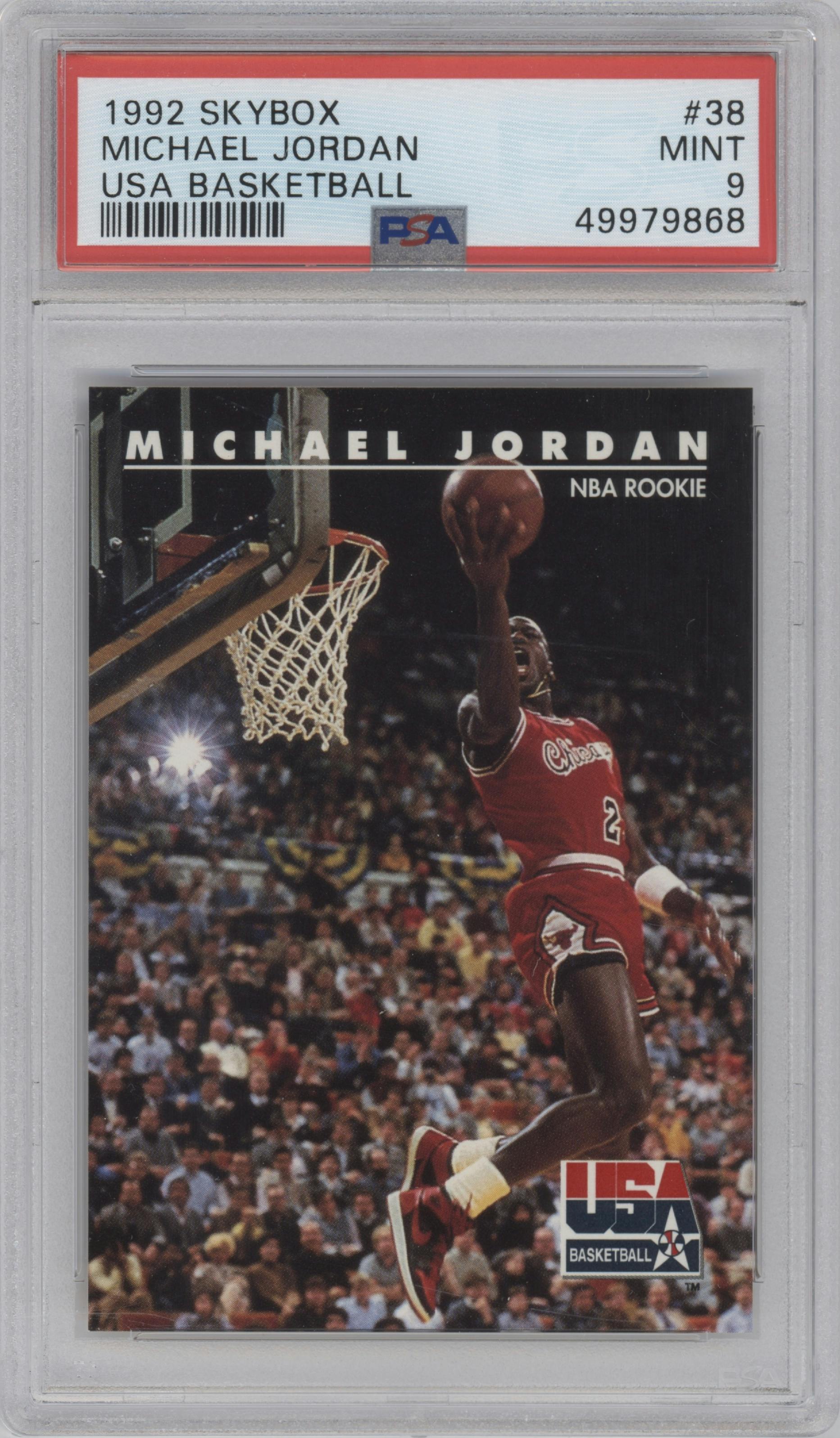 Michael Jordan from the 1992-93 Skybox set graded by PSA and given an overall grade of 9.