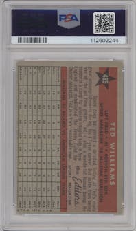 Ted Williams from the 1958 Topps set graded by PSA and given an overall grade of 5.