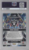 Brock Bowers from the 2024 Panini Prizm set featuring a Silver Prizm parallel graded by PSA and given an overall grade of 10.