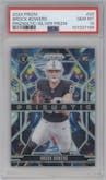Brock Bowers from the 2024 Panini Prizm set featuring a Silver Prizm parallel graded by PSA and given an overall grade of 10.